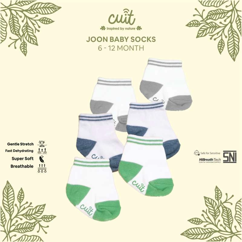 Product image Cuit Basic Sock Kaos Kaki Anak Bayi Stripe Garis Unisex Joon M (6-12 Month) White Green